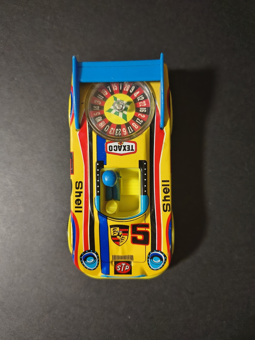 Vintage Topper Toys Shell #5 Race Car Roulette Game Toy Texaco STP Porsche Style